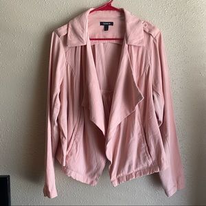 Torrid Womens Twill Drape Jacket Plus Pink Blazer Waterfall Open Front Soft
